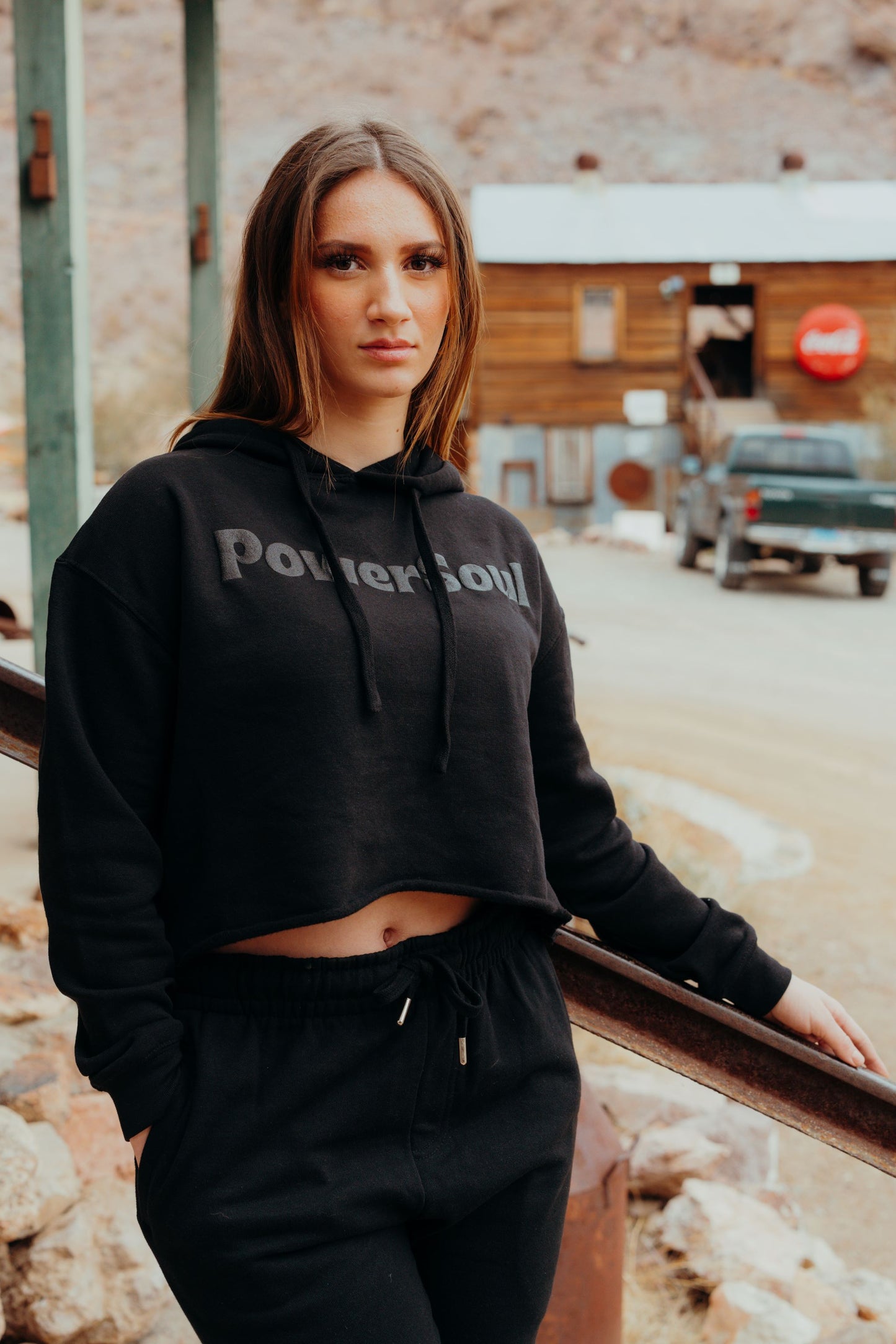 PowerSoul Printed Crop Hoodie