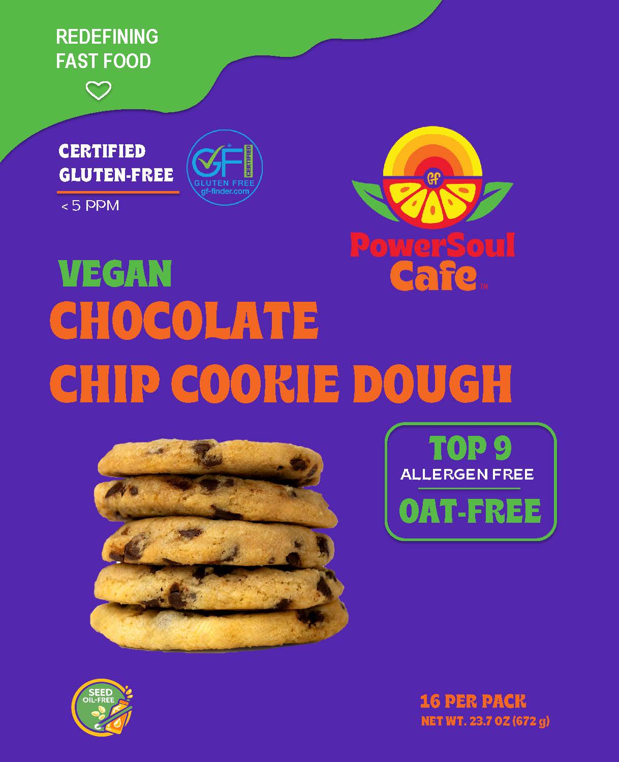 Certified Gluten-Free Vegan Chocolate Chip Cookie Dough Balls – 32 Count
