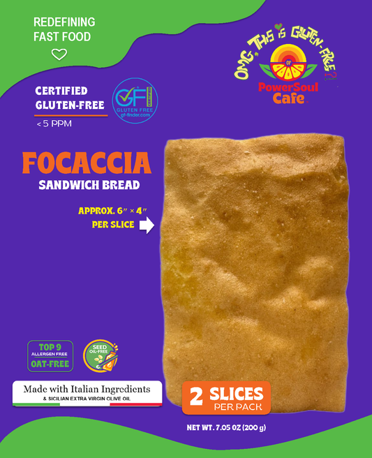 Certified Gluten-Free Vegan Focaccia Sandwich Bread (6 Pack)
