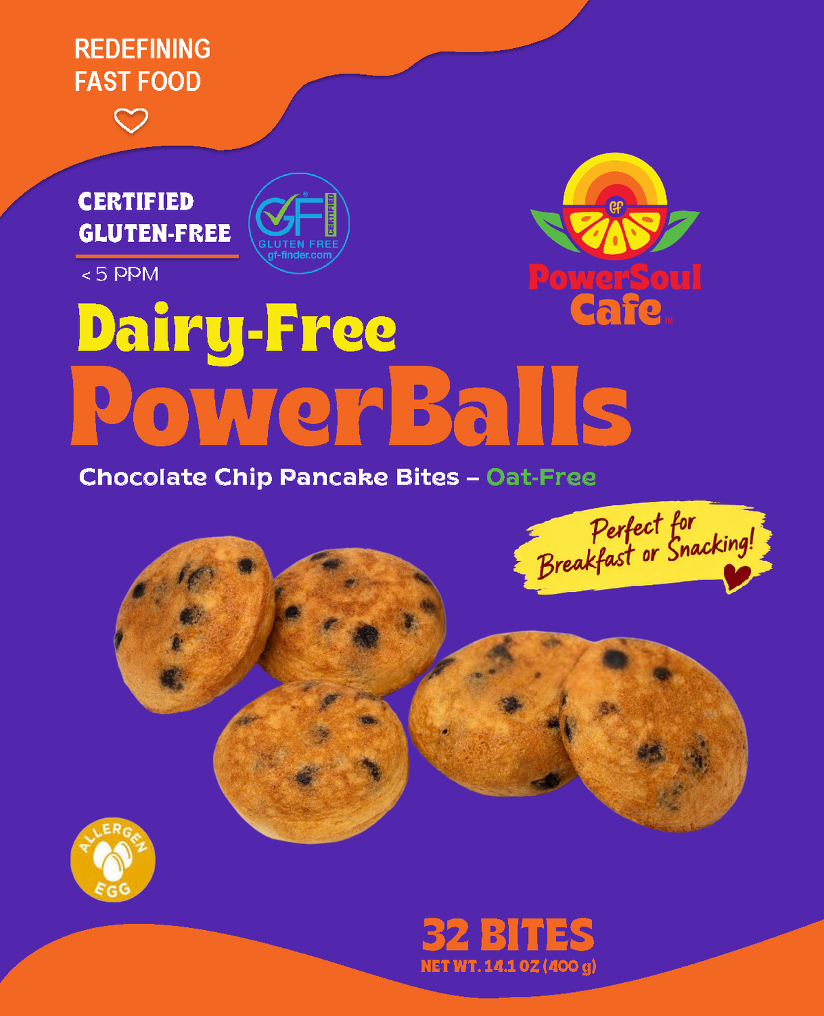 Certified Gluten-Free Dairy-Free PowerBalls™ Pancake Bites 32 count