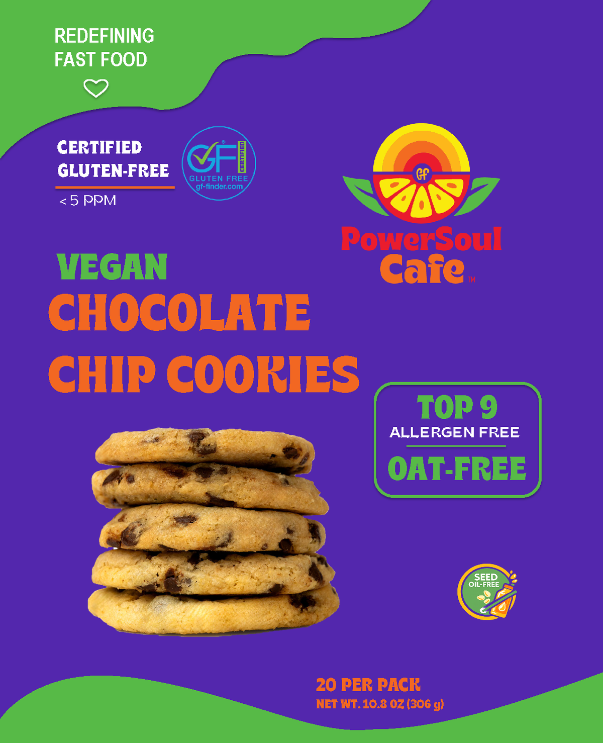 Certified Gluten-Free Vegan Chocolate Chip Cookies (20 Pack)